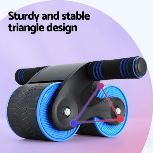 Everfit Ab Roller Automatic Rebound Abdominal Wheel Home Gym Workout Blue - Image 5
