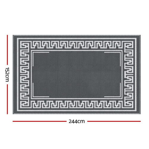 Gardeon Outdoor Rugs 152x244cm Large Carpet Reversible Area Mat PP Dual-Sided Patio Rug Greek Key - Image 2
