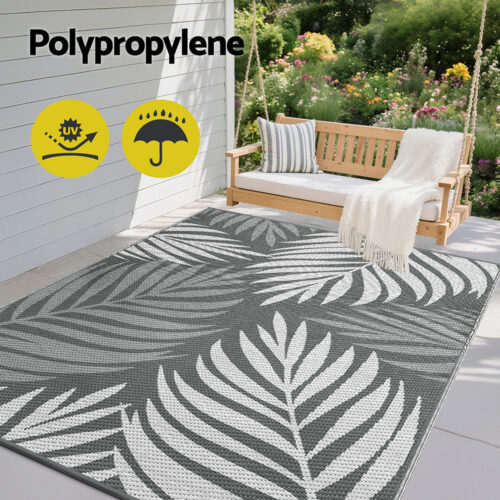 Gardeon Outdoor Rugs 152x244cm Large Carpet Reversible Area Mat PP Dual-Sided Patio Rug Leaf - Image 4