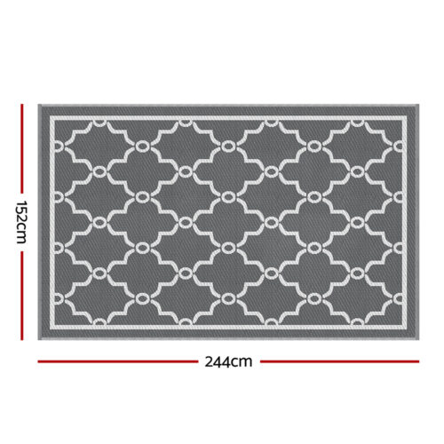 Gardeon Outdoor Rugs 152x244cm Large Carpet Reversible Area Mat PP Dual-Sided Patio Rug Maroc - Image 2