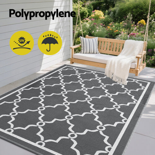 Gardeon Outdoor Rugs 152x244cm Large Carpet Reversible Area Mat PP Dual-Sided Patio Rug Maroc - Image 4
