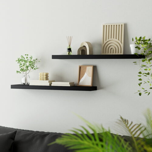 Artiss Floating Wall Shelf Set of 2 Black 90CM - Image 7