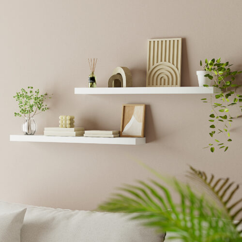 Artiss Floating Wall Shelf Set of 2 White 90CM - Image 7