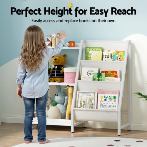 Keezi 3-Tier Kids Bookshelf Bookcase Children Toy Storage Organizer Rack Display Shelf - Image 4