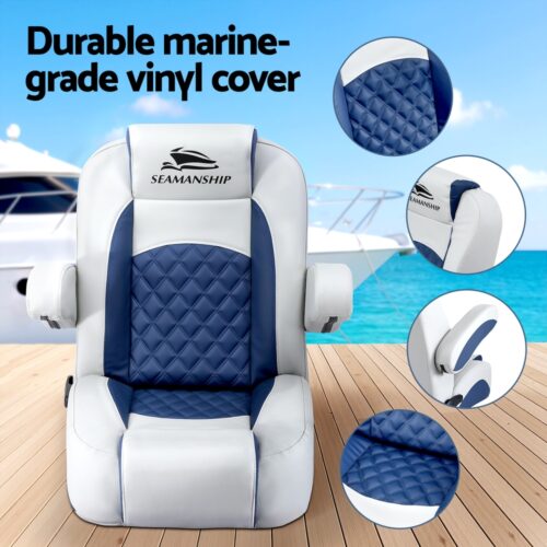 Seamanship 90 degrees to 155 degrees Reclining Captain Boat Seat with Armrests - Image 5