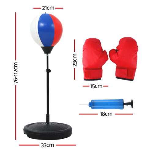 Everfit Kids Punching Bag Stand Set Adjustable 76-112cm with Gloves & Pump - Image 2