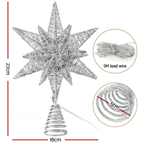 Jingle Jollys 3D Christmas Tree Topper Star LED Decorations Xmas Party Timer - Image 2