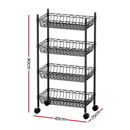 Artiss 4-Tier Shelving Unit Adjustable Garage Storage Kitchen Rack With Wheels - Image 3