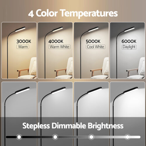 Artiss LED Floor Lamp with Remote Control & 4 Color Temperature Reading Living Room Bedroom Office - Image 4