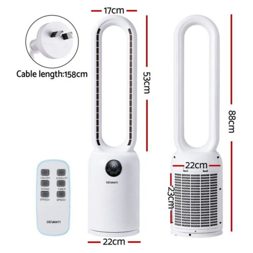 Devanti 2in1 Bladeless Fan Air Purification W/ Remote 88cm - Image 2