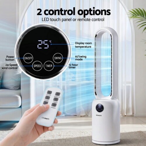 Devanti 2in1 Bladeless Fan Air Purification W/ Remote 88cm - Image 5