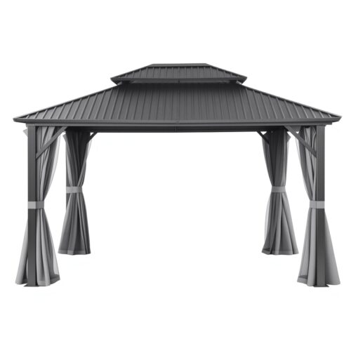 Instahut Gazebo 3x3.65m Canopy Outdoor Steel Frame Patio Tent Curtains Marquee Grey - Image 3