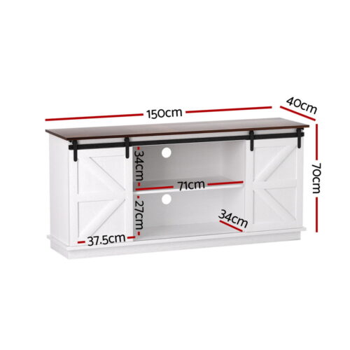 Artiss Buffet Sideboard Storage Cabinet Kitchen Cupboard Sliding Doors White - Image 3