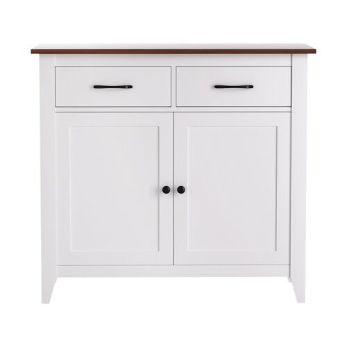 Artiss Buffet Sideboard Storage Cabinet Kitchen Cupboard Hallway 2 Drawers White - Image 4
