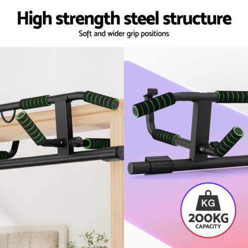 Multi-Grip Pull Up Bar Doorway Chin Up Horizontal Bar Home Gym Workout 101cm Length - Image 5