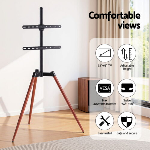 Artiss TV Stand 32-65 inch LED LCD Screen Wooden Tripod Easel Height Adjustable - Image 5
