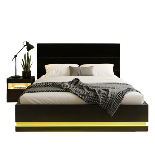 Artiss RGB LED Double Bed Frame with Beside Table Set 16 Colour Mood Lighting - Image 3