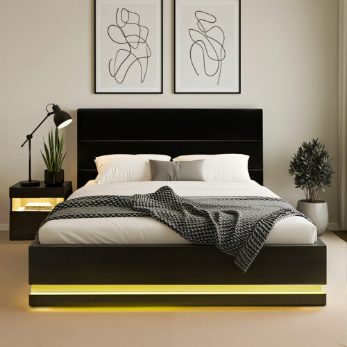 Artiss RGB LED Double Bed Frame with Beside Table Set 16 Colour Mood Lighting - Image 7