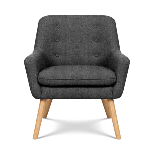 Artiss 2X Armchair Lounge Chair Accent Tub Chair Charcoal ANNE - Image 3