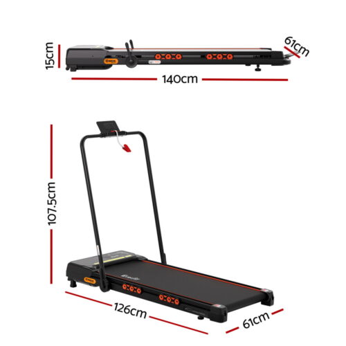 Everfit Treadmill Electric Walking Pad Auto Incline Foldable for Home Gym Black - Image 2