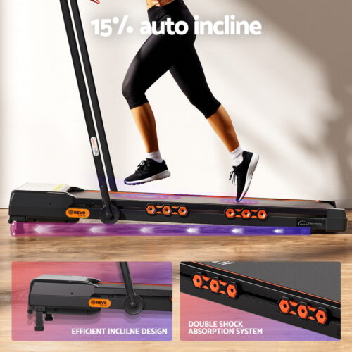 Everfit Treadmill Electric Walking Pad Auto Incline Foldable for Home Gym Black - Image 5