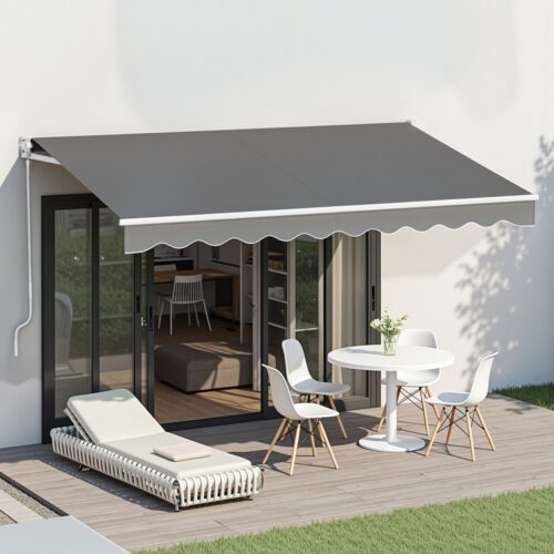Instahut Retractable Folding Arm Awning Motorised Sunshade 3.5M X 2.5M Grey - Image 7