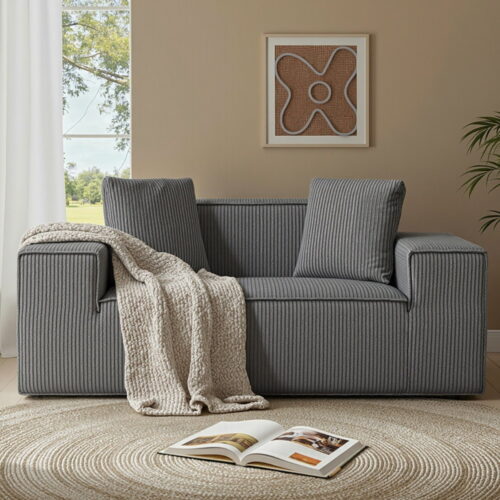 Artiss 2 Seater Sofa Loveseat Sofas Bed Couch No Assembly Corduroy Small Couches Apartement - Image 3