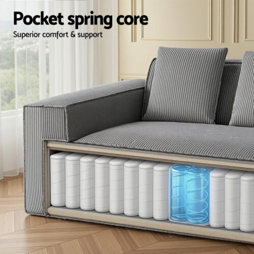 Artiss 2 Seater Sofa Loveseat Sofas Bed Couch No Assembly Corduroy Small Couches Apartement - Image 4