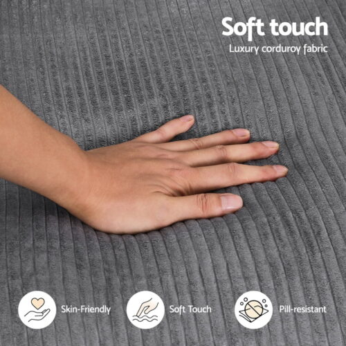 Artiss 2 Seater Sofa Loveseat Sofas Bed Couch No Assembly Corduroy Small Couches Apartement - Image 6