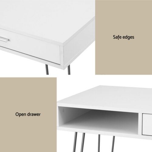 Artiss Computer Desk Drawer Cabinet Home Office Desks Workstation 100cm White - Image 6
