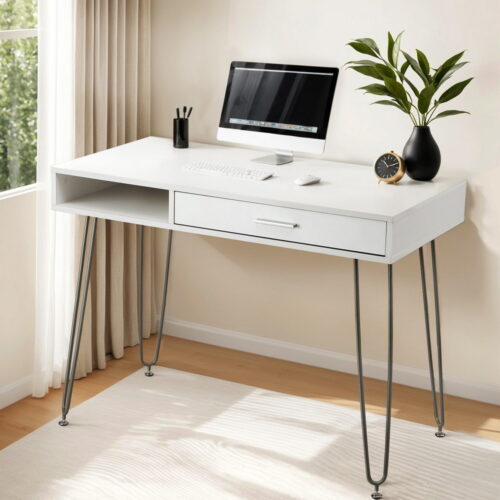 Artiss Computer Desk Drawer Cabinet Home Office Desks Workstation 100cm White - Image 7