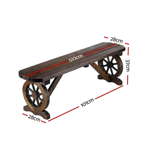 Gardeon Outdoor Garden Bench Seat Wooden Patio Furniture Wagon Dining Chair - Image 2