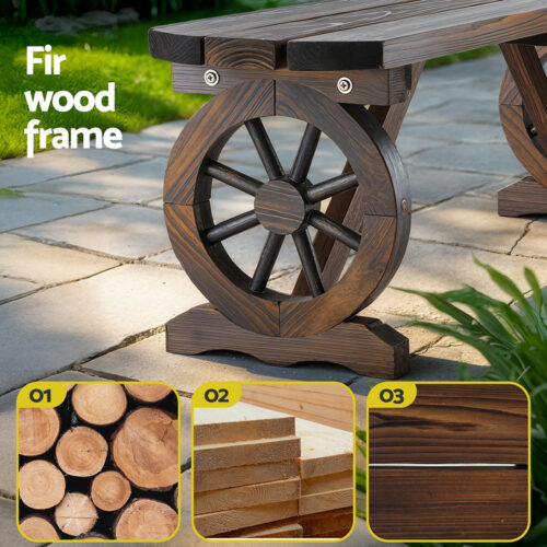 Gardeon Outdoor Garden Bench Seat Wooden Patio Furniture Wagon Dining Chair - Image 6