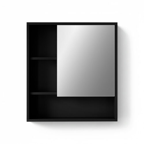 Cefito Bathroom Mirror Cabinet Mirrored Medicine Adjustable Shelf Wall Mounted 560mm Black - Image 3