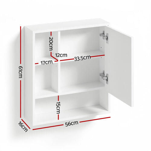 Cefito Bathroom Mirror Cabinet Mirrored Medicine Adjustable Shelf Wall Mounted 560mm White - Image 2