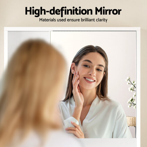 Cefito Bathroom Mirror Cabinet Mirrored Medicine Adjustable Shelf Wall Mounted 560mm White - Image 5