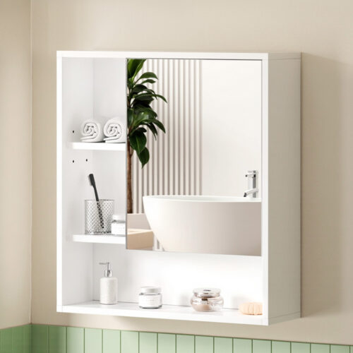 Cefito Bathroom Mirror Cabinet Mirrored Medicine Adjustable Shelf Wall Mounted 560mm White - Image 7