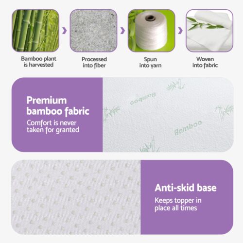 Giselle 8cm Memory Foam Mattress Topper Lavender Infused Bamboo Cover 7-Zone Double - Image 6
