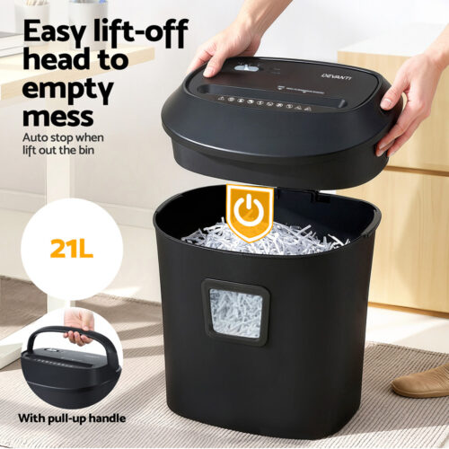 Devanti Electric Paper Shredder for Home Office 10 A4 Paper Sheet Cross-Cut Paper - Image 5