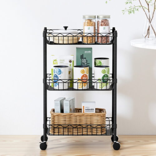 Artiss 3-Tier Shelving Unit Adjustable Garage Storage Kitchen Rack With Wheels - Image 8