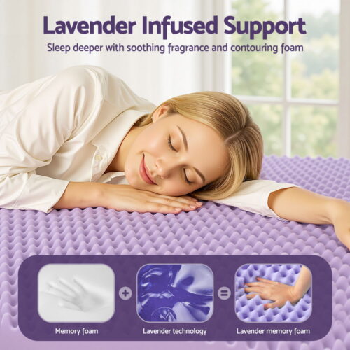 Giselle 5cm Memory Foam Mattress Topper Lavender Infused Egg Crate Pad Mat Single - Image 5