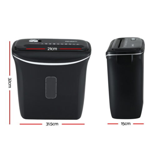 Devanti 12L Cross-Cut Shredder 8-Sheet Paper Home Office Credit Card - Image 2
