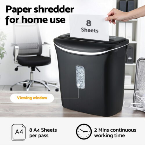 Devanti 12L Cross-Cut Shredder 8-Sheet Paper Home Office Credit Card - Image 4
