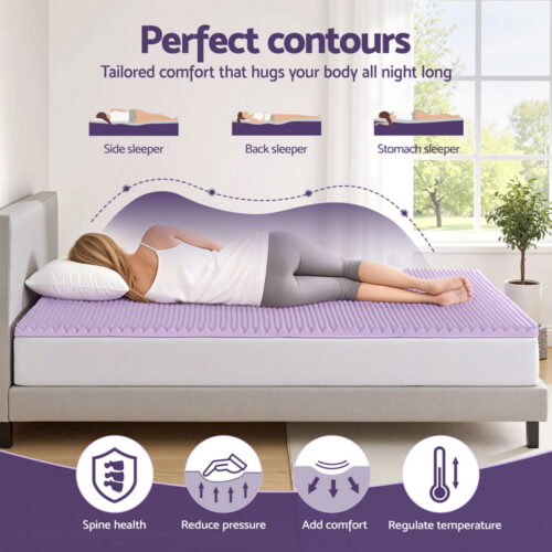Giselle 5cm Memory Foam Mattress Topper Lavender Infused Egg Crate Pad Mat Double - Image 3
