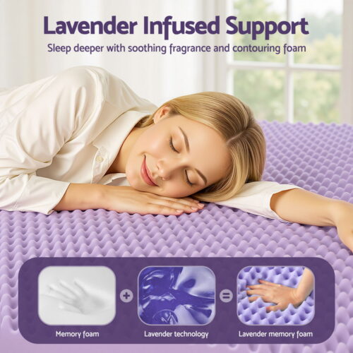 Giselle 5cm Memory Foam Mattress Topper Lavender Infused Egg Crate Pad Mat Double - Image 5