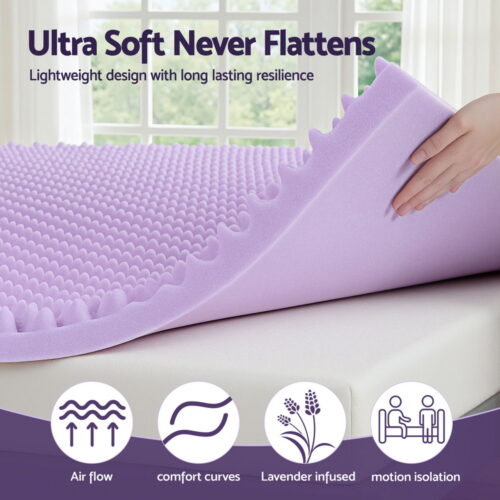 Giselle 5cm Memory Foam Mattress Topper Lavender Infused Egg Crate Pad Mat Double - Image 6