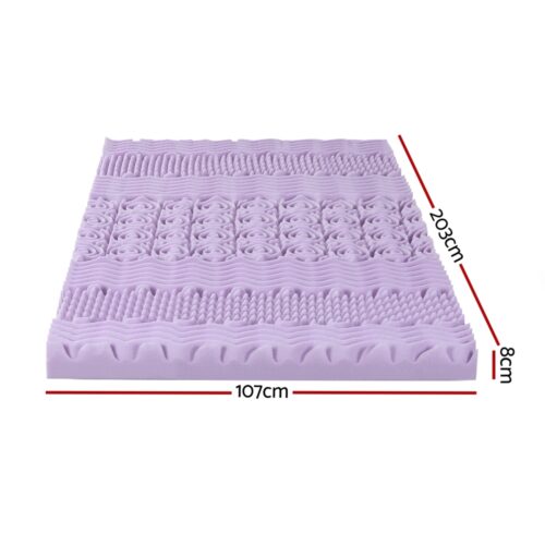 Giselle 8cm Memory Foam Mattress Topper Lavender Infused Bamboo Cover 7-Zone King Single - Image 2