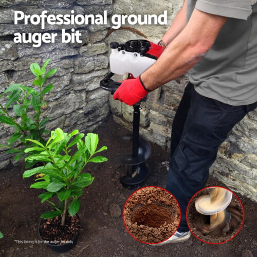 Giantz Post Hole Digger Auger Drill Bit 200mm with 80cm Extension Shaft Black - Image 4