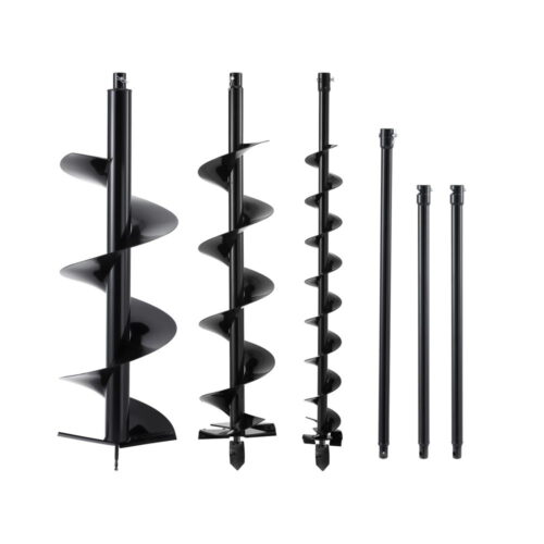 Giantz Post Hole Digger Auger Drill Bit Set 100mm 200mm 300mm Carbon Steel Black - Image 3