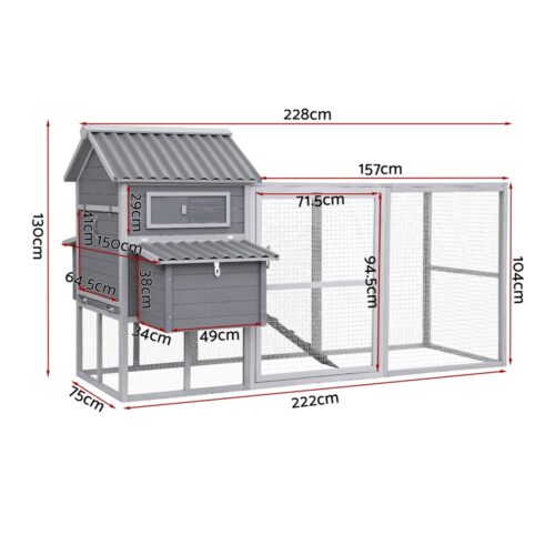 i.Pet Chicken Coop Rabbit Hutch Extra Large Wooden Run Bunny Cage Poultry House Outdoor - Image 2